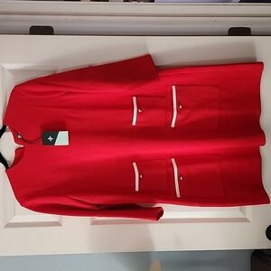 Tuckernuck Women's Red Francoise Mod Mini Dress Pockets 3/4 Sleeve Shift